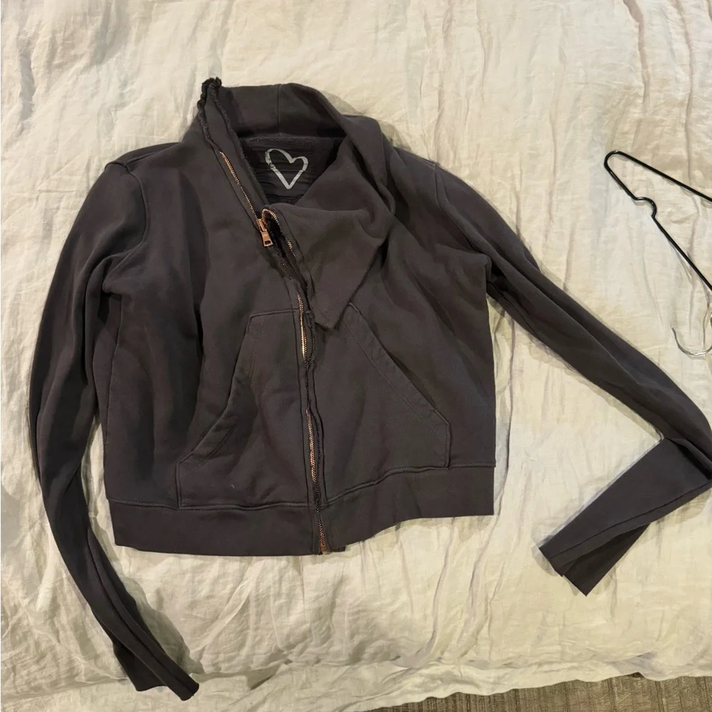 Frank & Eileen Charcoal Gray Zip-Up Blazer Jacket